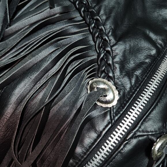 PARK V EUC WOMEN'S SIZE 14 VINTAGE MOTORCYCLE FRINGE BIKER JACKET COAT - Picture 4 of 12